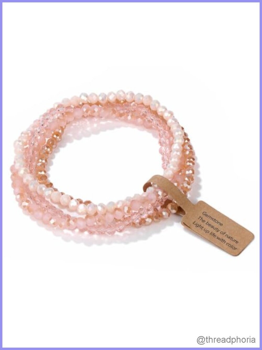 Boho 4-Piece Glass Crystal Stretch Bracelet Set for Women